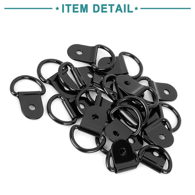 ACROPIX Car D-Ring Anchor Auto Trunk Black 20pcs