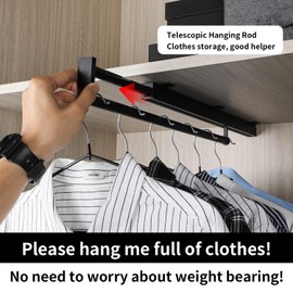 BaiNong pull out closet rod valet rod closet pull out pants rack for closet black valet rods for closets 13-3/8 inch pull out telescopic trouser rack shallow cabinet organize pants and clothes
