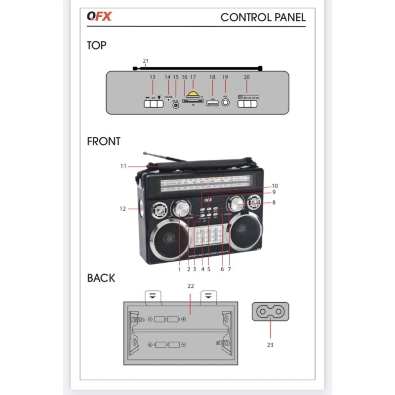 QFX 3 BAND RADIO FM, AM, Shortwave Radio with Bluetooth