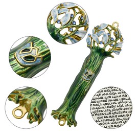MrMrKura Mezuzah con pergamino para puerta, esmalte y aleación de zinc bendición Mezuzah para puerta, pergamino de mezuzha pintado de colores Kosher para regalos judíos/decoración judía, Navidad (oro