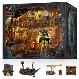 VORATHIS Book Nook Kit, 3D Wooden Puzzle for Adults (Pirate Bay)