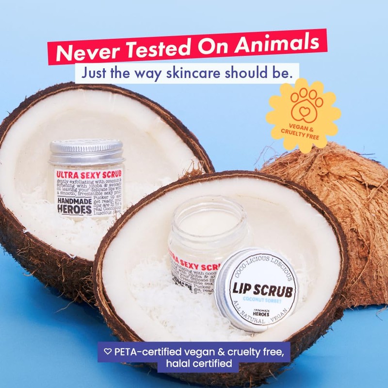 Handmade Heroes 100% Natural Lip Scrub, Vegan Conditioning Coconut Exfoliator