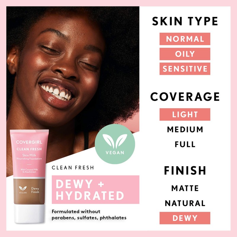 COVERGIRL, Clean Fresh Skin Milk Foundation, Dark, 1 Count