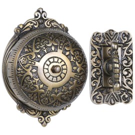 A29 Vintage Doorbell – Victorian Twist Brass Doorbell Chime with Manual Hand Turn Chime – Solid Brass Antique Finish – Mechanical, Wireless Door Bell, DIY Installation, Decorative Classic Design