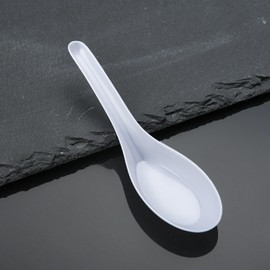 Disposable White Plastic Spoons, 5.3" Asian Soup Spoons,Chinese Spoons,tasting spoon,Front Dish Spoon,Plastic Cutlery(White 50 PCS)