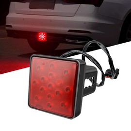 yorpyep Trailer Hitch Light, 12 V 15 LED High Brightness Waterproof Towing Bayonet Brake Light, 2" Receiver Square Trailer Light with Plug Wiring Harness, for Most Cars Trucks Trailers (Red)