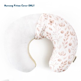 GRSSDER Nursing Pillow Cover, Stretchy Soft Minky Breastfeeding Pillow Slipcover, Fit Most Nursing Support Pillows for Breastfeeding, Comfortable Safe Pillow Cover, Watercolor Pink Flora