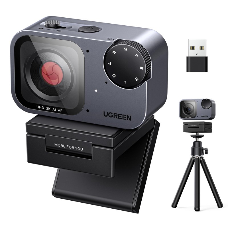 UGREEN FineCam Pro 2K Webcam Streaming con IA, Cámara Web