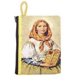 VILLAGE GIFT IMPORTERS St. Dymphna | Large Tapestry Rosary Pouch | Patron Saint for Mental or Emotional Disorders