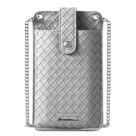 Ellie Rose Vegan Leather RFID Womens Crossbody Cell Phone Purse Holder Bag (Silver)