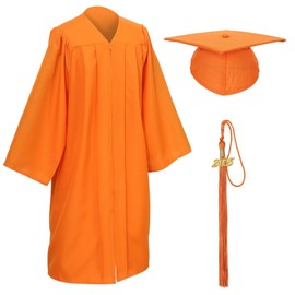 D DODOU Unisex Matte Graduation Cap and Gown Tassel Package for High School and Bachelor (Standard, Orange, 48)