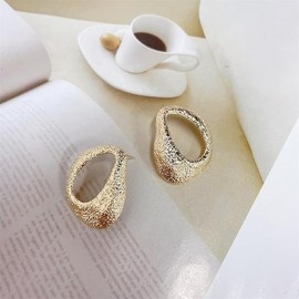 Irregular Hollow Round Geometric Big Stud Earrings for Women Minimalist Hypoallergenic Chunky Studs Fashion Trendy Jewelry (Golden, One size)