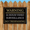 Black And Gold ‘WARNING' '24 HOUR VIDEO SURVEILLANCE’ Warning Sign.