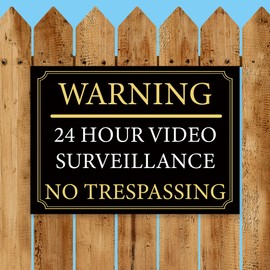 Black And Gold ‘WARNING' '24 HOUR VIDEO SURVEILLANCE’ Warning Sign. Tough, Durable and Rust-Proof Weatherproof PVC Sign for Outdoor Use. (A5 210mm x 148mm)