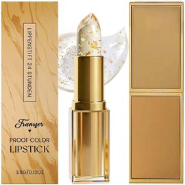 Barra de Labios con Láminas de Oro que Cambia de Color con la Temperatura, No Mancha los Vasos, Hidratación Duradera, Ideal para Diversos Looks de Maquillaje Cotidianos de las Mujeres, 3.5 g