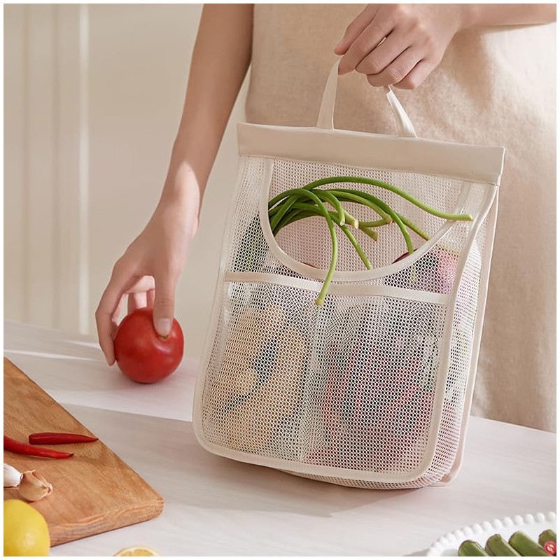 6pcs Reusable Breathable Hanging Storage Mesh Bags, Onion Bags Mesh