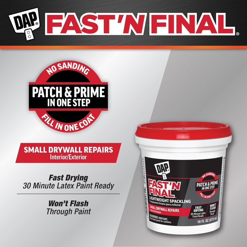 Dap 12141 Fast'N Final Spackling Interior and Exterior White 16