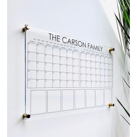 Large Clear Acrylic Monthly Calendar for wall | Dry-Erase Message White Board Calendar Wall Mounted Office Home Family Organization Tools Must Haves School Kids Adult Mom Teen Monthly Weekly ADHD Tool