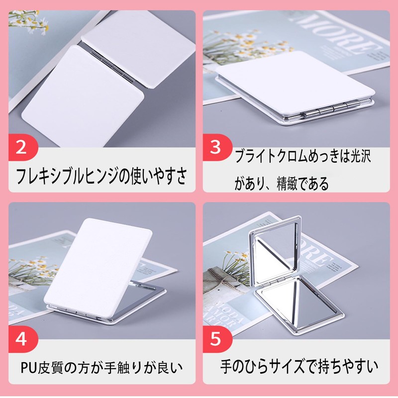 ALLVD コンパクト バニティミラー 男性用 ブラック トラベルメイクアップミラー ポータブル両面拡大鏡化粧鏡 ハンドバッグ・ポケット・ウォレット収納可 日常 仕事