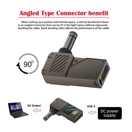 NFHK USB C to DC Adapter, USB-C Female to DC 5.5x2.1mm Barrel Plug PD 100W Laptop Fast Charging Adapter with Watt Indicator