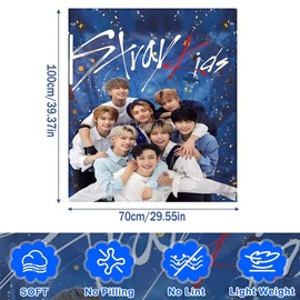 KAOVCXR Stray-K Blanket,SKZ Super Soft Flannel Throw, KPOP Hyunjin Bangchan Felix Blanket for Kids Bed Sofa Office Knee Pad Bed Car Camping Beach Throw Blankets 27x39 Inch