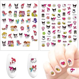 2 Sheets Cute Kawaii Cartoon Nail Stickers for Women Girls Gift (150+ Decals) (Sanrio)