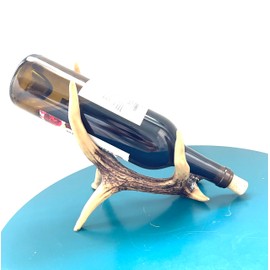 SUREG Western Wine Bottle Holder Antique Rustic Decoration Poly Resin 1 Item (Antler Design)