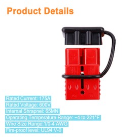 YOUYIEN 175A Wire Connector(6PCS),Fit for 1/0 AWG, Battery Cable Quick Connect Disconnect Plug, Kit for Connect Recovery Winch Auto Car Trailer Driver Electrical Devices(RED)