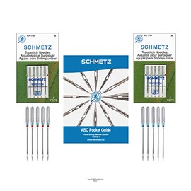 SCHMETZ Topstitch Sewing Machine Needle Combo Pack (10 Needles Total and 1 SCHMETZ ABC Pocket Guide)