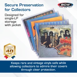 BCW 12-Inch Vinyl Record Topload Holder - 5 Pack | 9MM Thick | Rigid PVC Double LP Album Protector | Compatible with Record Sleeves and Bags | Essential Vinyl Album Storage and Display Solution