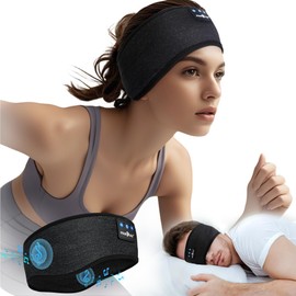 MUSICOZY Sleep Headphones,Ultra-Soft Wireless Headband Bluetooth for Side Sleepers, with 14H Playtime & Bluetooth 5.4, 4-in-1 Music Sleep Mask Headphones