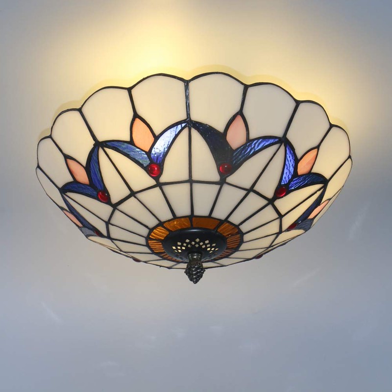 Skyweel 12 Inch Vintage Chandeliers Light Tiffany Style Stained Glass