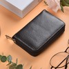 Easyoulife Genuine Leather Credit Card Holder Zipper Wallet With 26