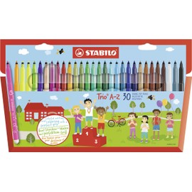 STABILO Trio A-Z Wallet of 20 + 4 FREE neon colours - felt-tip pen with triangular grip zone 30