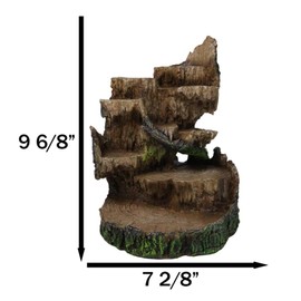 Ebros Gift Rustic Forest Woodlands Ancient Tree Steppes Faux Wooden Display Stand Sculpture with LED Light 9.75" H for Miniature Owls Or Dragons Figurine
