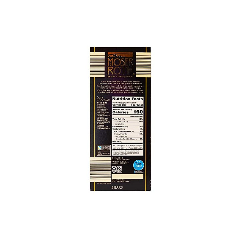 Moser Roth German Dark Chocolate Bars (85%, pack of 2)