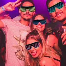 TattiOut TO24HA049 Glowing Glasses, Various Types, 3 Patterns, Neon Style, Luminous, Party Sunglasses, Near-future, Cool, LED Cosplay Tool, Men's, Women's, Kids, Parties, Festivals, Cultural Festivals
