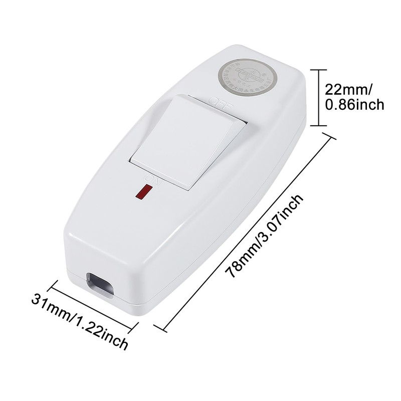 XIITIA 2pcs Inline Cord Switch, AC 250V 6A On-Off DPST
