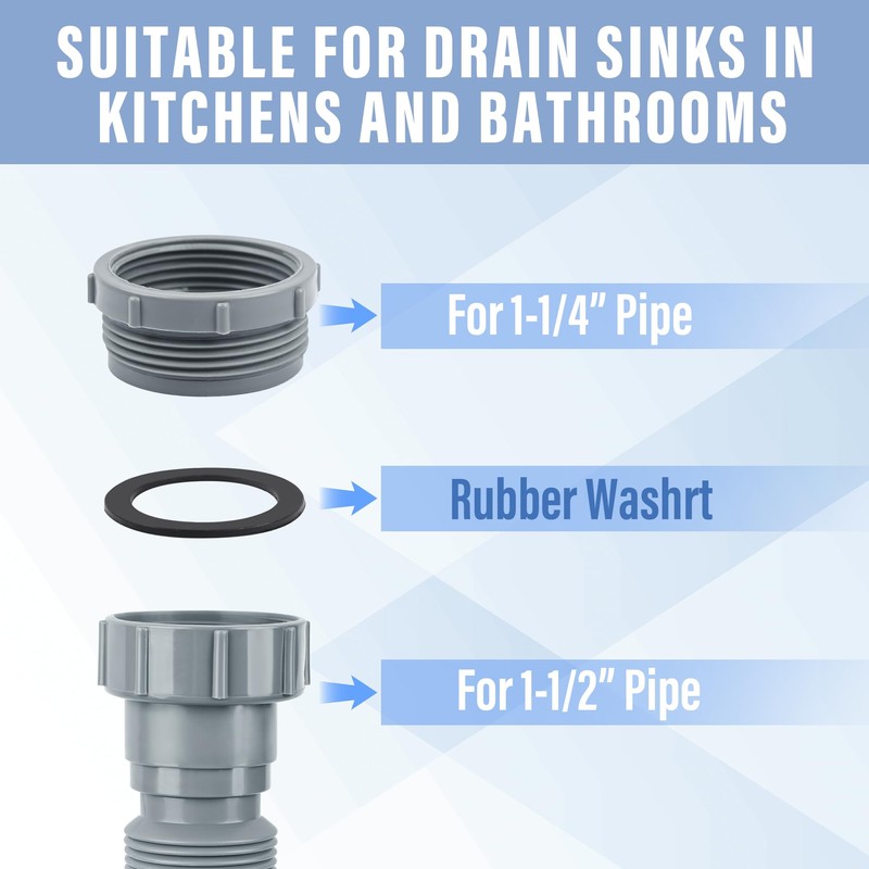 Cunsen Flexible Double sink drain kit for kitchen and Bathroom,