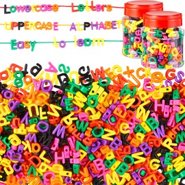 Wesiti 408 Pcs Lacing Letters Alphabet Learning Toys Toddler ABC Alphabet Beads Lacing Sports Skills Toys for Preschool Games Homeschool Supplies Early Spelling (Lowercase Uppercase Letters)