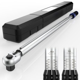 NEBICALS 3/4'' Inch Drive Torque Wrench 100-400 Ft Lb / 135-542 N.M / 29.1'' Length/Heavy Duty/Professional/Dual Direction/Alloy Aluminum Handle/Cr-Mo Head/Solid Storage Case
