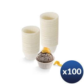 Cuki 1 Pack of 100 Disposable Paper Containers with Non-Stick Coating Diameter 7.9 x Height 3.5 cm White