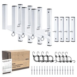 SMOQIO Trailer Ladder Rack, 4 Racks Enclosed Trailer Ladder Rack 400lb Load Silver Aluminum, Cargo Trailer Ladder Rack Side Mount Utility for Side Wall