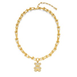 LILIE&WHITE Gold Necklace For Women With Cute Bear Pendant Chunky Chain Necklace Gold Plated Necklace Fashion Gold Link Chain Necklace Paperclip Necklace Trendy Gold Necklace Jewelry Gift