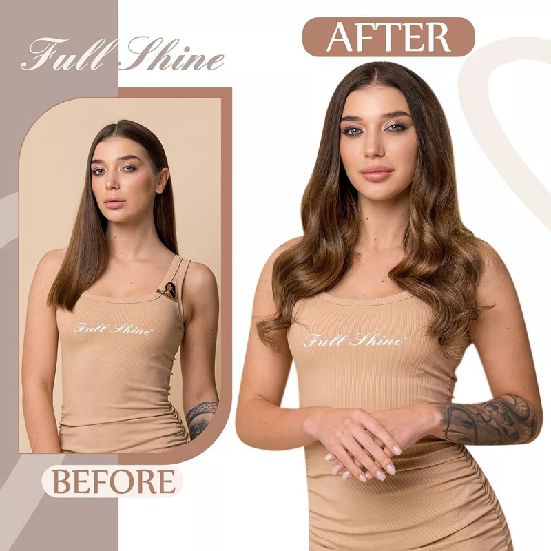 Fshine Extensiones Cabello Natural 70gr 14in Balayage Marrón A Miel