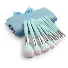 Makeup Brushes Set of 12 Makeup Brushes Makeup Brushes Fiber Hair Super Soft Makeup Brushes Powder Foundation Eye Shadow Brush with PU Leather Cosmetic Pouch