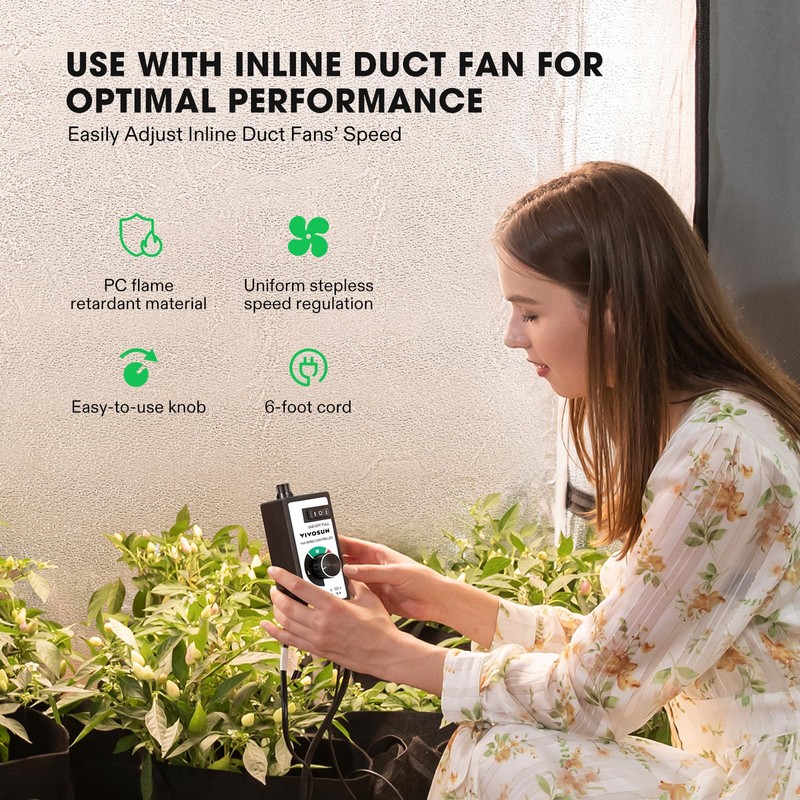 VIVOSUN Variable Fan Speed Controller, Speed Adjuster for Inline Duct