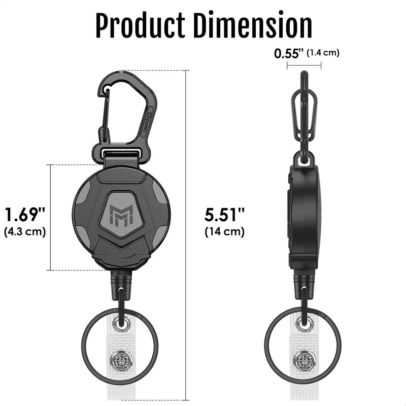 MNGARISTA 2-Pack Retractable Keychain, Heavy Duty Carabiner Badge Holder, Tactical