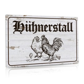 Putuo Decor Hühner Schild 20x30cm, Farmhouse Vintage Metallschild Hühner und Deko Geschenk Schild, Aluminium Metall Zeichen
