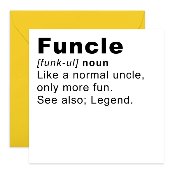 CENTRAL 23 Funny Uncle Birthday Card - 'Funcle' - Fun Birthday Cards for Men - From Nephew Niece - Thank You Card for Uncle - Greeting Cards for Him - Fathers Day Card - Comes With Fun Stickers